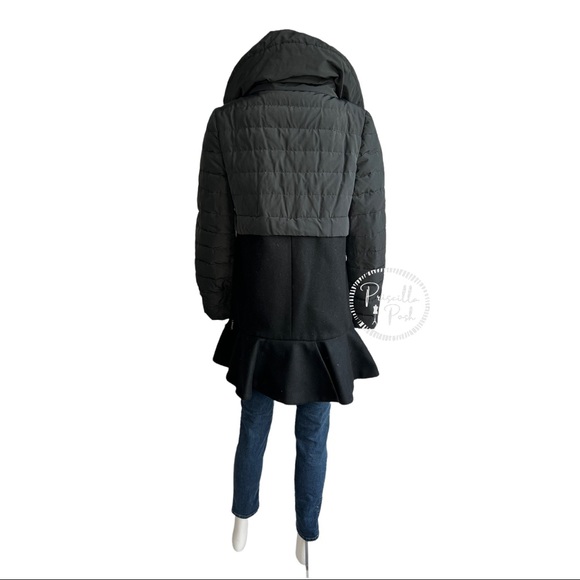Moncler Rosier Black long Puffer Peplum Ruffle Hem - Picture 15 of 16